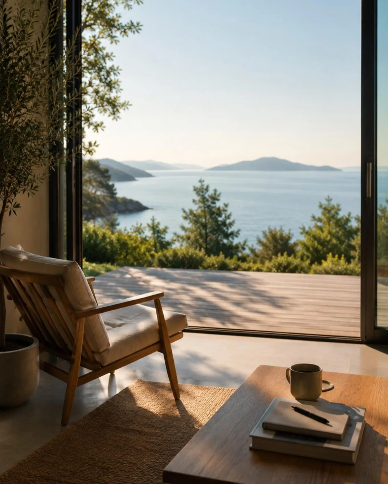 Ruhiger Arbeitsplatz mit Blick aufs Meer